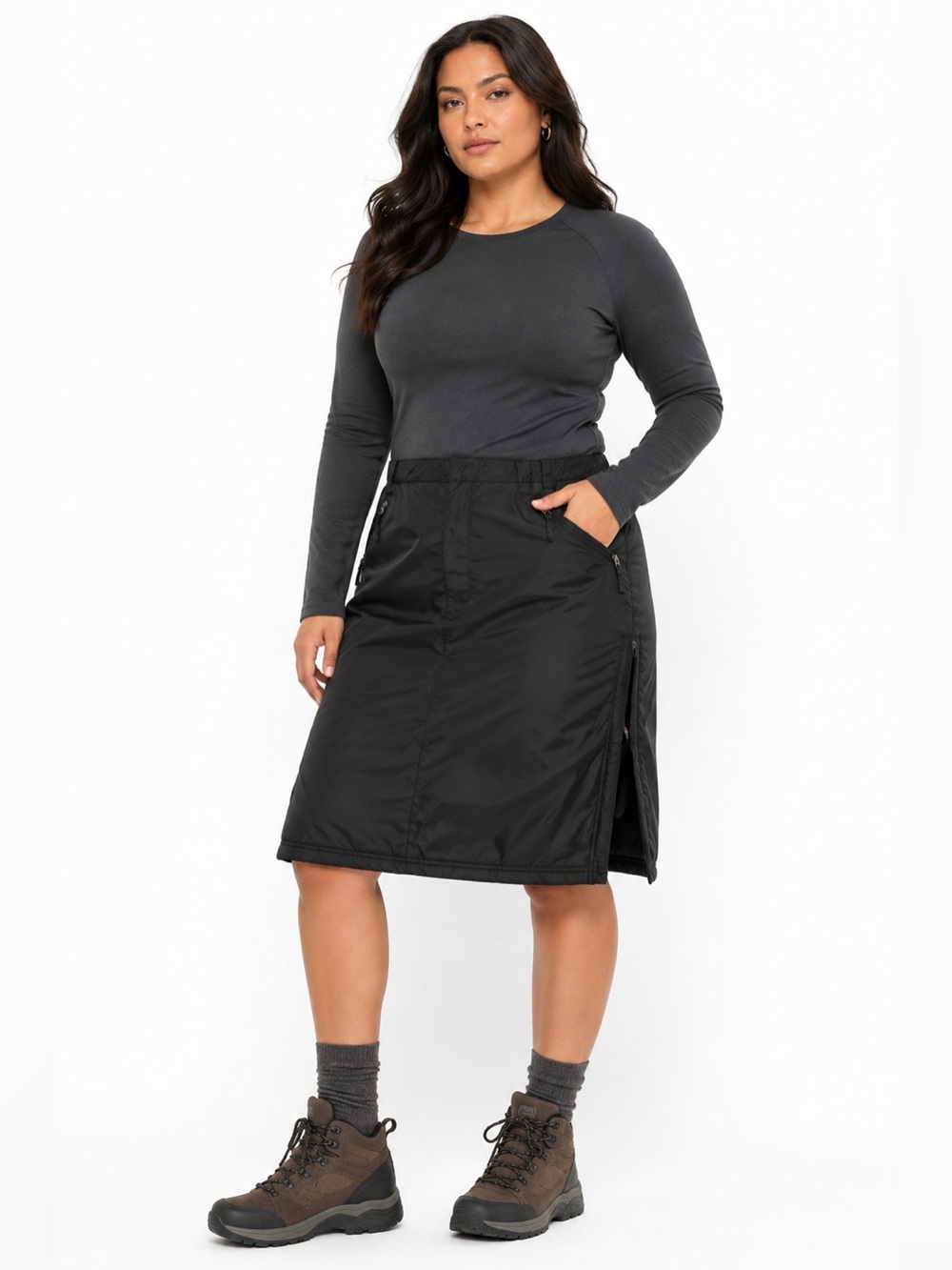 Y2K Vintage Glacier’s Edge Utility Puffer Skirt w Zipper Sides (Black) Large